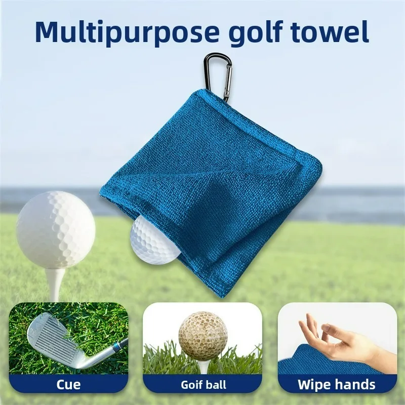 For Square Microfiber Golf Ball Cleaning Towel with Carabiner Hook Water Absorption Cleaner Club for Head Wipe Cloth Clean