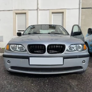 Gloss Black Front Kidney Grill cho BMW 3 Series, Double Capa Girls, E46, 4D, 2002-2005, Grille Racing, thay thế xe hơi, 1 cặp 6 Lưới màu đen bán hàng chính - 3