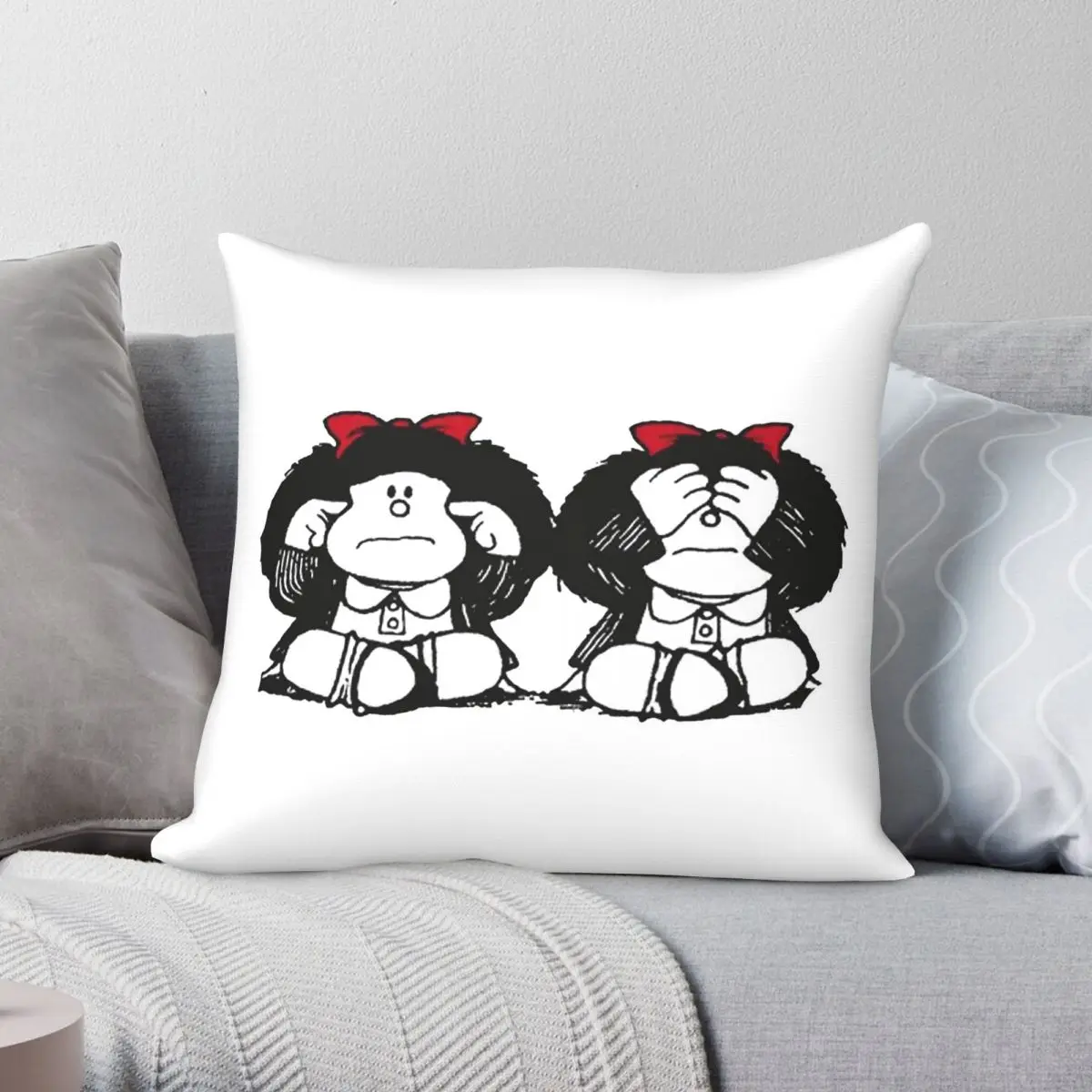 Funny Mafalda Quino Comics Square Pillowcase Polyester Linen Velvet Pattern Zip Decor Sofa Cushion Case 18