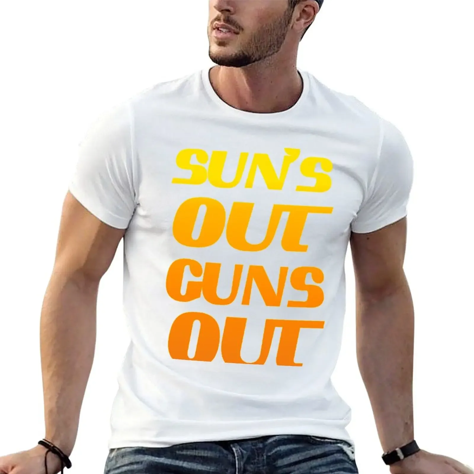 Sun's Out Guns Out Fun fitness and gym T-Shirt luxury clothing labubu Clothing new edition for a boy mens t shirt