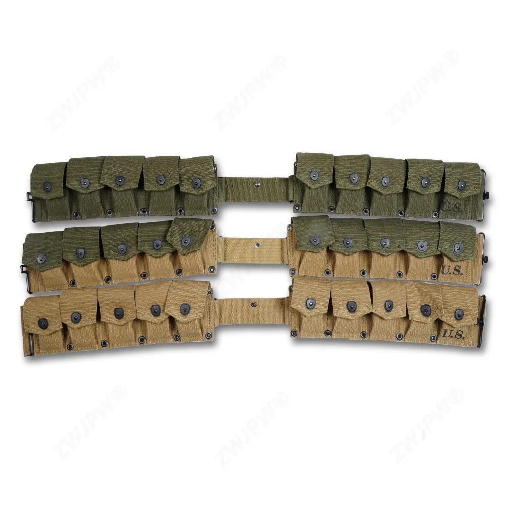 Vintage Replica Garand Ten-Cell Waist Bag US Soldiers Bag Normandy D-Day Ten-grid Divided Design Practical Storage Space
