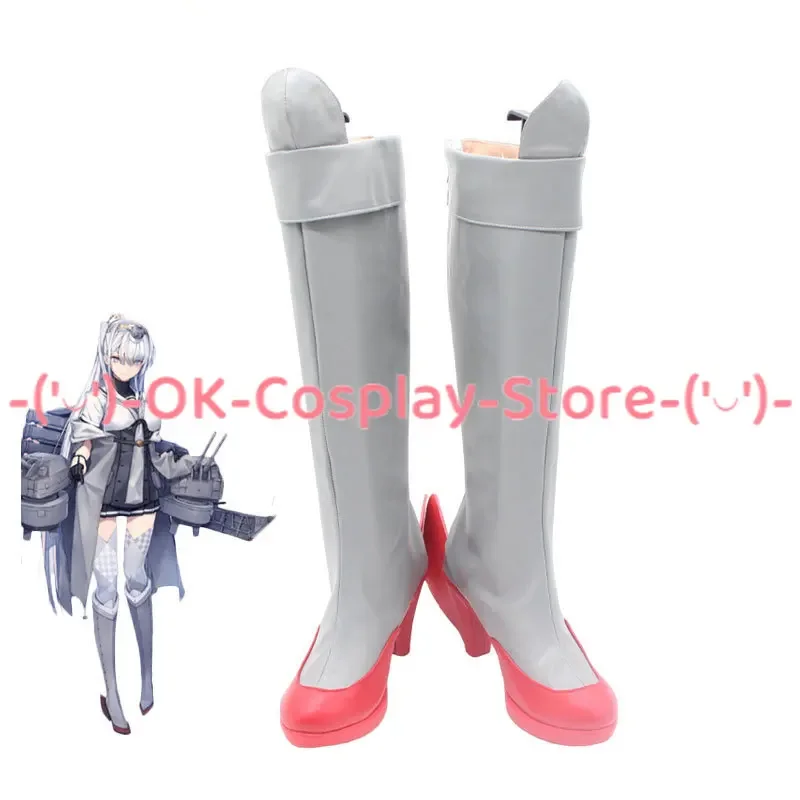 Anime Kantai Collection Fuyuzuki Cosplay Shoes Halloween Carnival Boots Anime PU Leather Shoes Cosplay Props Custom Made