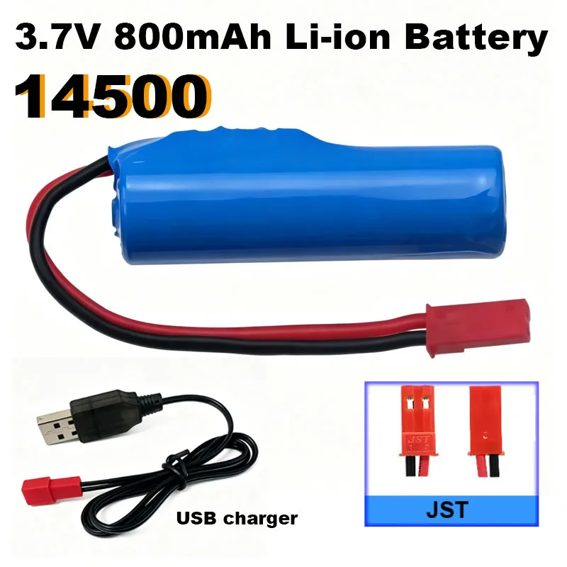 3.7V 800mAh Li-ion rechargeable battery 14500 Battery with JST plug For Stunt RC Car Drift Tumbling Dump Truck Remote Control