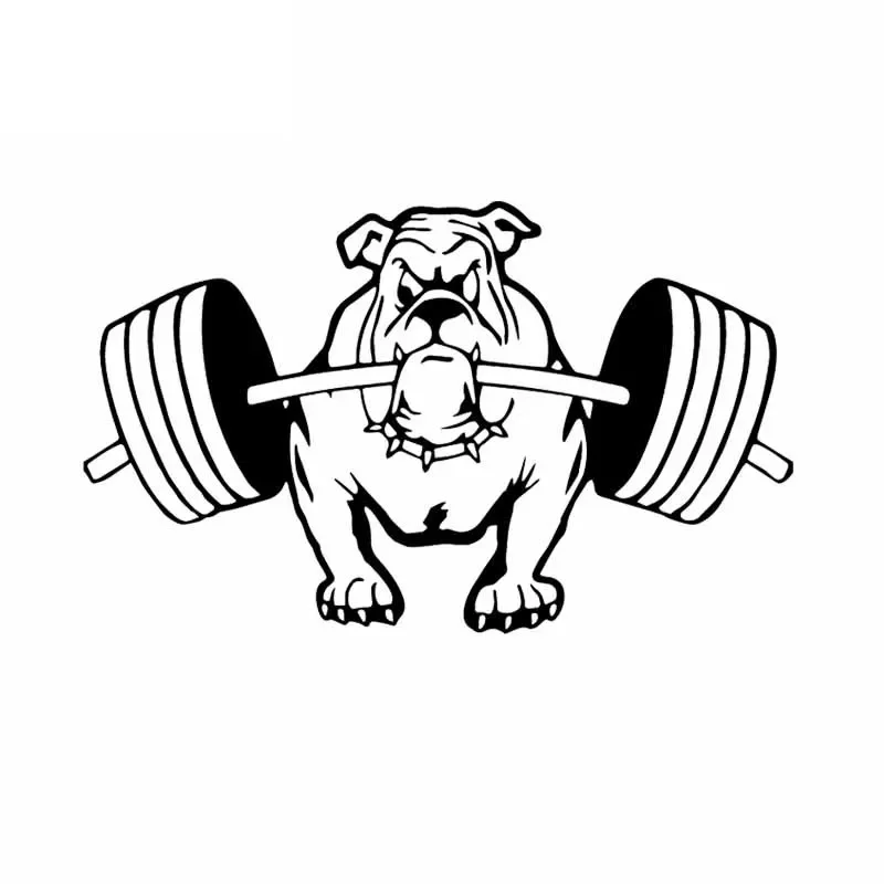

Car Sticker Bulldog Weightlifting Car Sticker PVC Decal Funny Cartoon Dog Car Decoration Sticker Black/white, 16cm*9cm