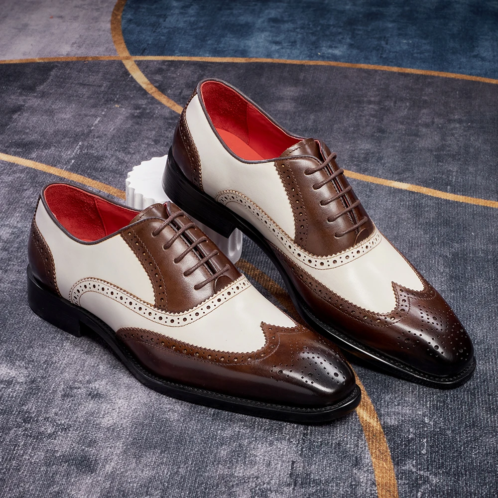 Mixed Colors Mens Dress Shoes Retro Male Leather Shoes Business Male Baroque Footwear Casual Mens Oxford Footwear Erkek Ayakkabı