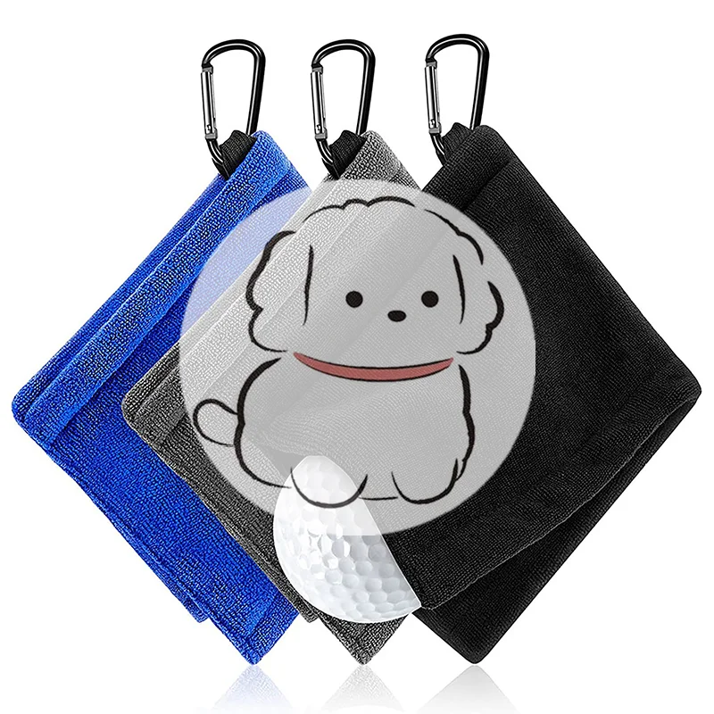 

Square Microfiber Golf Ball Cleaning Towel With Carabiner Hook Water Absorption Clean Golf Club For Head Wipe Cloth Clean