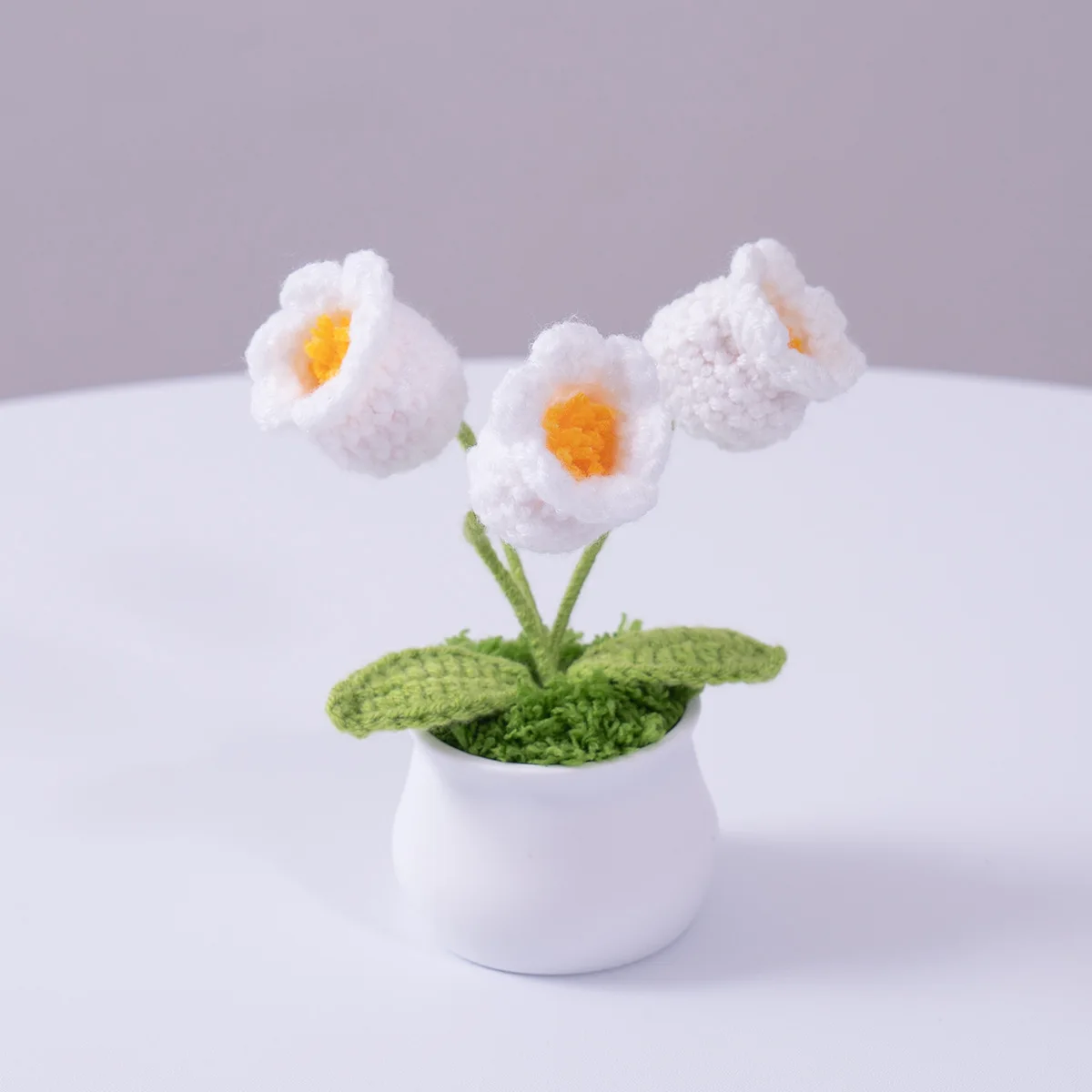 Lily of the valley small pot handmade yarn woven DIY bonsai fake flowers Office car home decoration artificial flowers