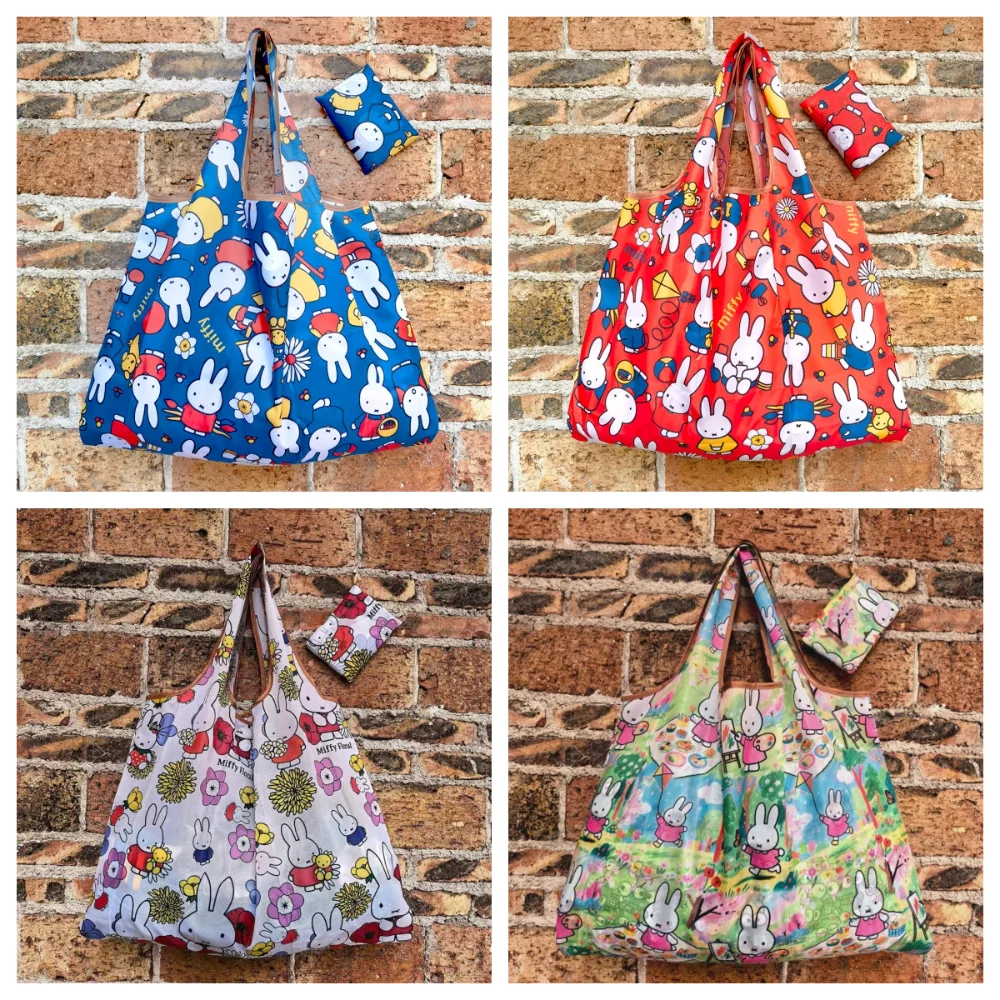 Kawaii Miffy Rabbit Supermarket Shopping Bag Cartoon Oxford Cloth Waterproof Large Capacity Foldable Portable Travel Storage Bag