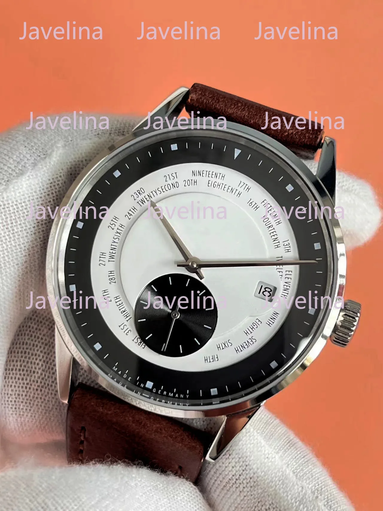 Bauhaus Style Automatic Mechanical Watch: 3D Dial with Calendar, World Time Function, and High - end Sapphire Crystal