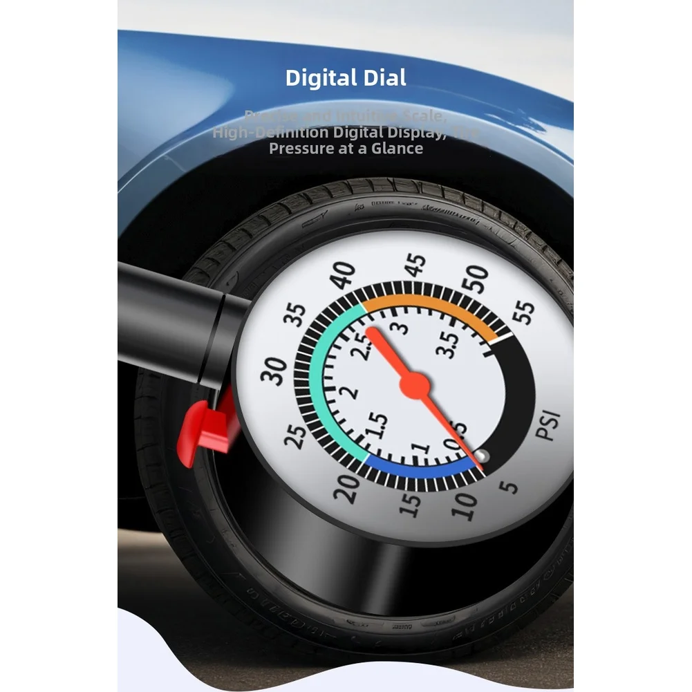 Simple to Use Mechanical Tire Pressure Gauge with 0-500 PSI Range and Pressure Adjustment Valve for Cars and Motorcycles