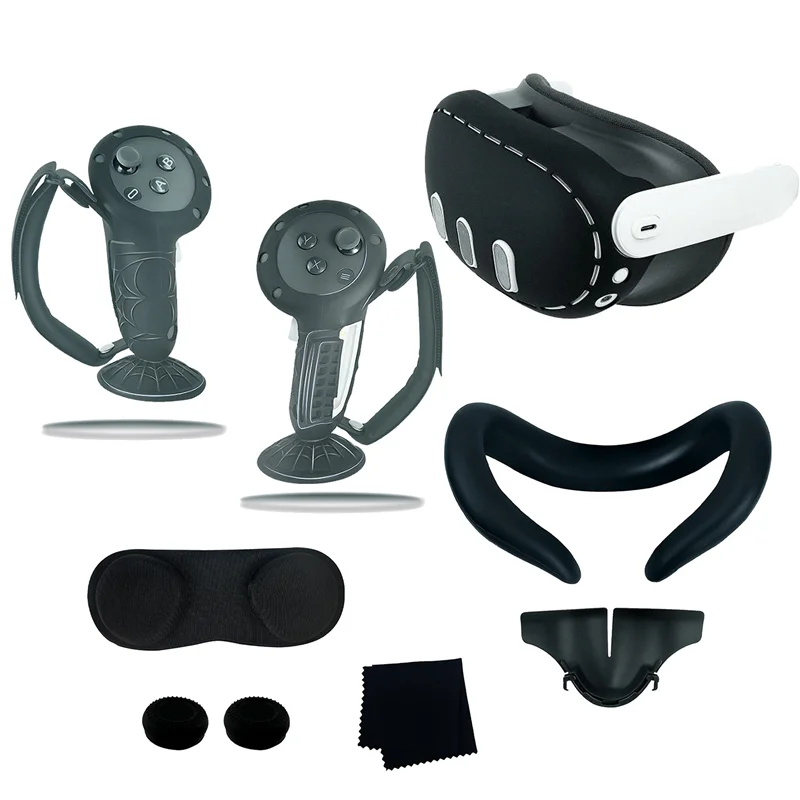 ل ميتا كويست 3 سيليكون غطاء الوجه توسيع تحكم سيليكون الغطاء الواقي غطاء للعدسات وسادة أنف للنظارة VR الملحقات