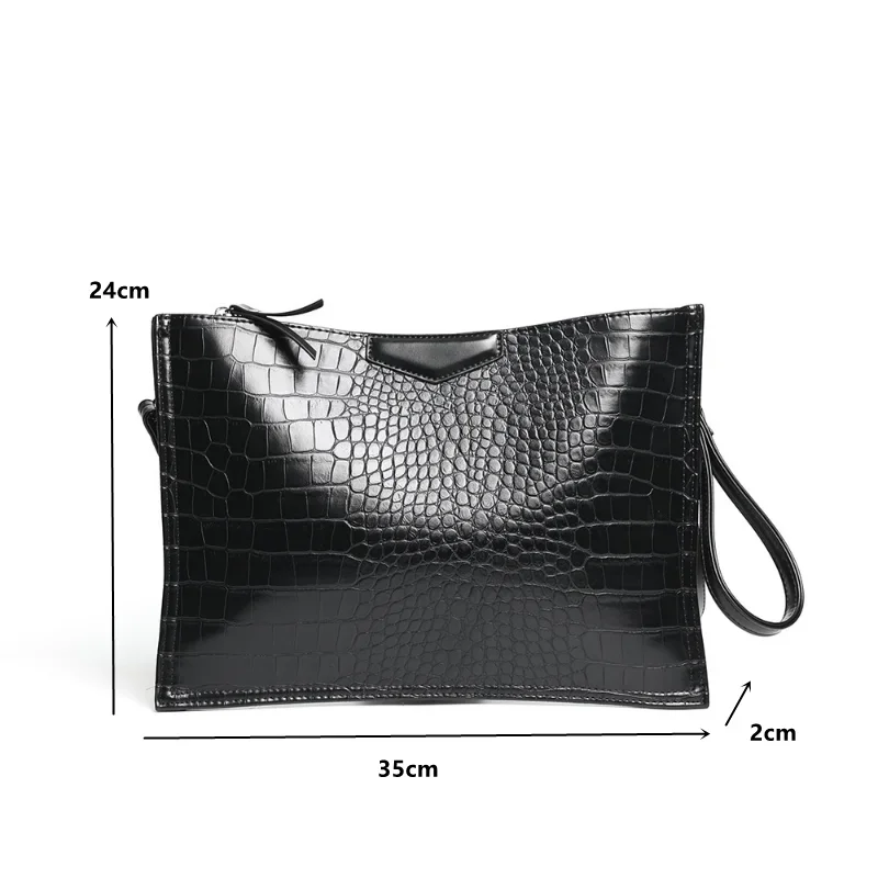 Luxury Crocodile Pattern Leather Men\'s Clutch New Fashion Clutches Men Hand Bag Crossbody Bag Envelope Handbags Document Bag