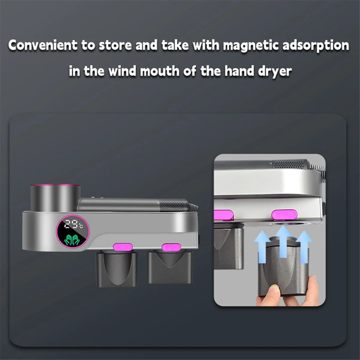 For Dyson Hair Dryer Holder, with Drying Function,Without Punching, Hair Dryer Storage Rack with Thermometer EU Plug HOT