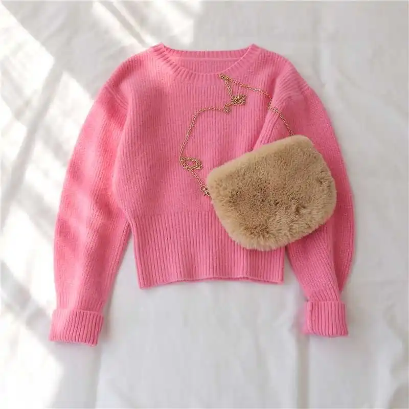 

Classic Solid Color Autumn Winter Sweater Women High Quality Long Sleeve Loose Korean All Match Knitting Bottom Pullovers M139