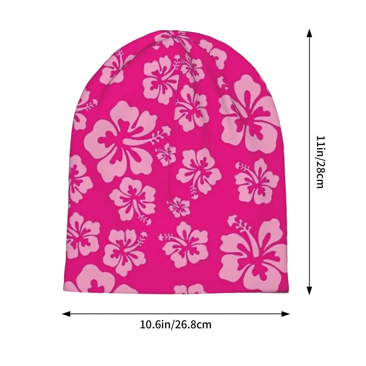 Tropical Hot Pink Hibiscus Flower Floral Pattern Hawaiian Print Warm Knitted Cap Bonnet Hat Autumn Winter Outdoor Beanies Hats