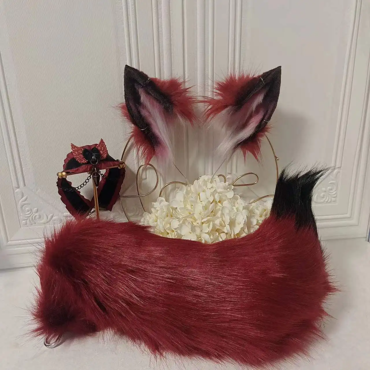 

Blood wolf ears tail plush suit cosplay props sexy kawaii loli carnival party anime fox ears cat ears headband hair accessories