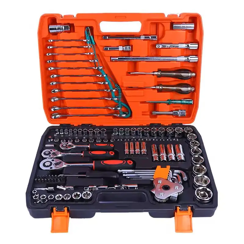 121 Pcs Professional Cr Ratchet Socket External Torx Wrench Set Hand Tools Car Repair Tool Kit