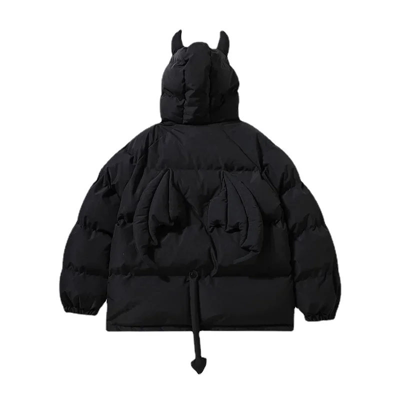 Women\'s wing cotton coat little devil coat winter loose and trendy high street flight suit Japanese college style cotton coat