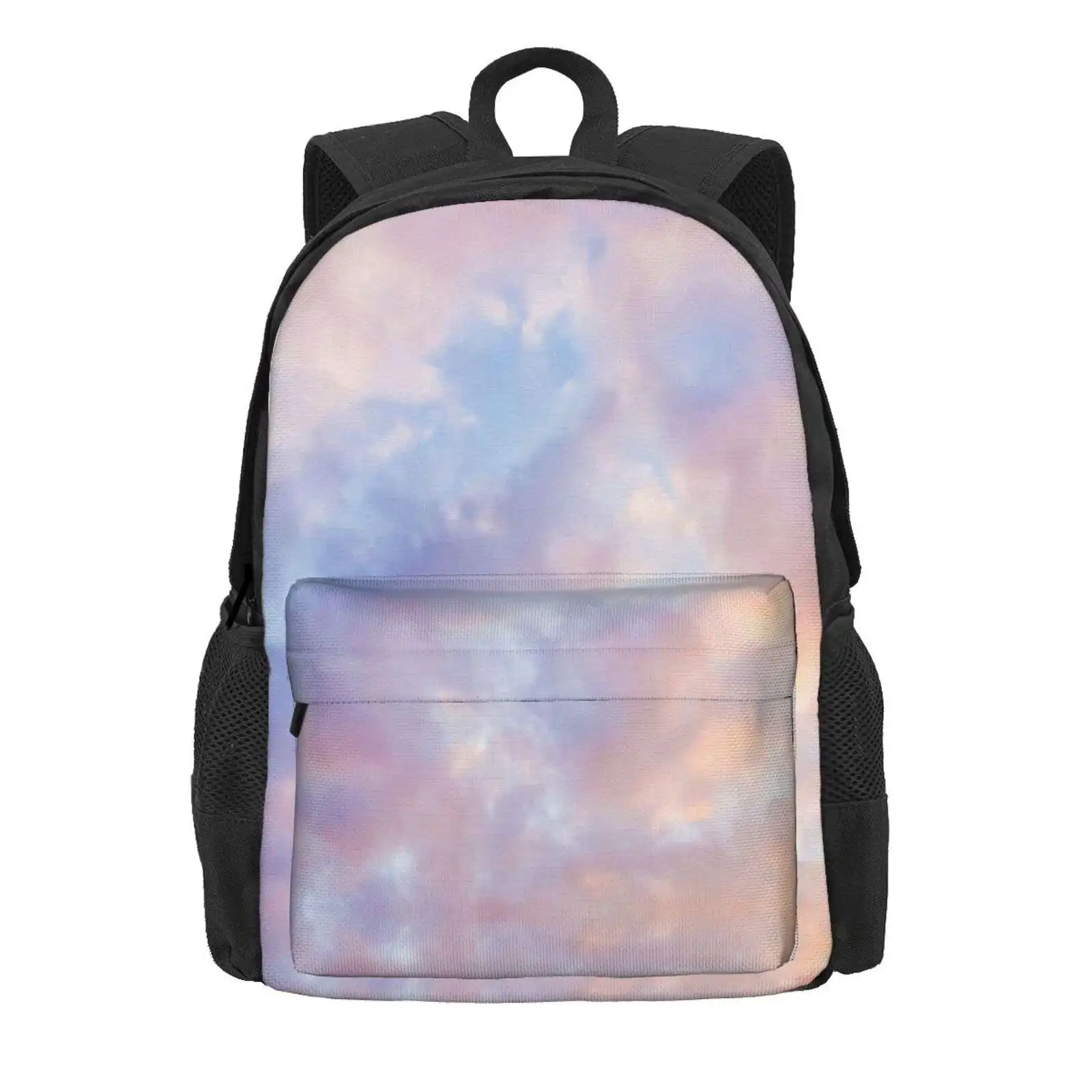 Pink Sky Hot Sale Schoolbag Backpack Fashion Bags Sky Pink Orange Sunlight Sunset Sunrise Clouds Blue Purple Weather Cloudy