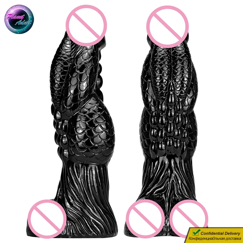 

37*9.5cm XXL Large Soft PVC Dragon Dildo Black/Nude Monster Penis Scaly Dick Cock Women Masturbator Female Masturbation Sex Toys