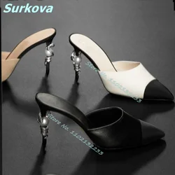 Mieszane kolory sandały Pointed Toe Pearl Decro cienkie wysokie klapki na obcasie najnowsze buty i zabawy moda lato luksusowe kobiety szpilki