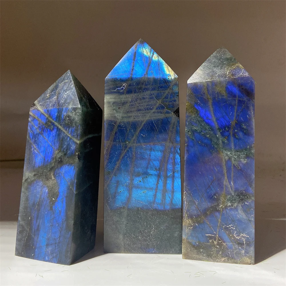 Natural Wholesale Crystal Labradorite Big Tower Meditation Healing Blue Flash Home Decoration Reiki Beautiful Ornament Gift