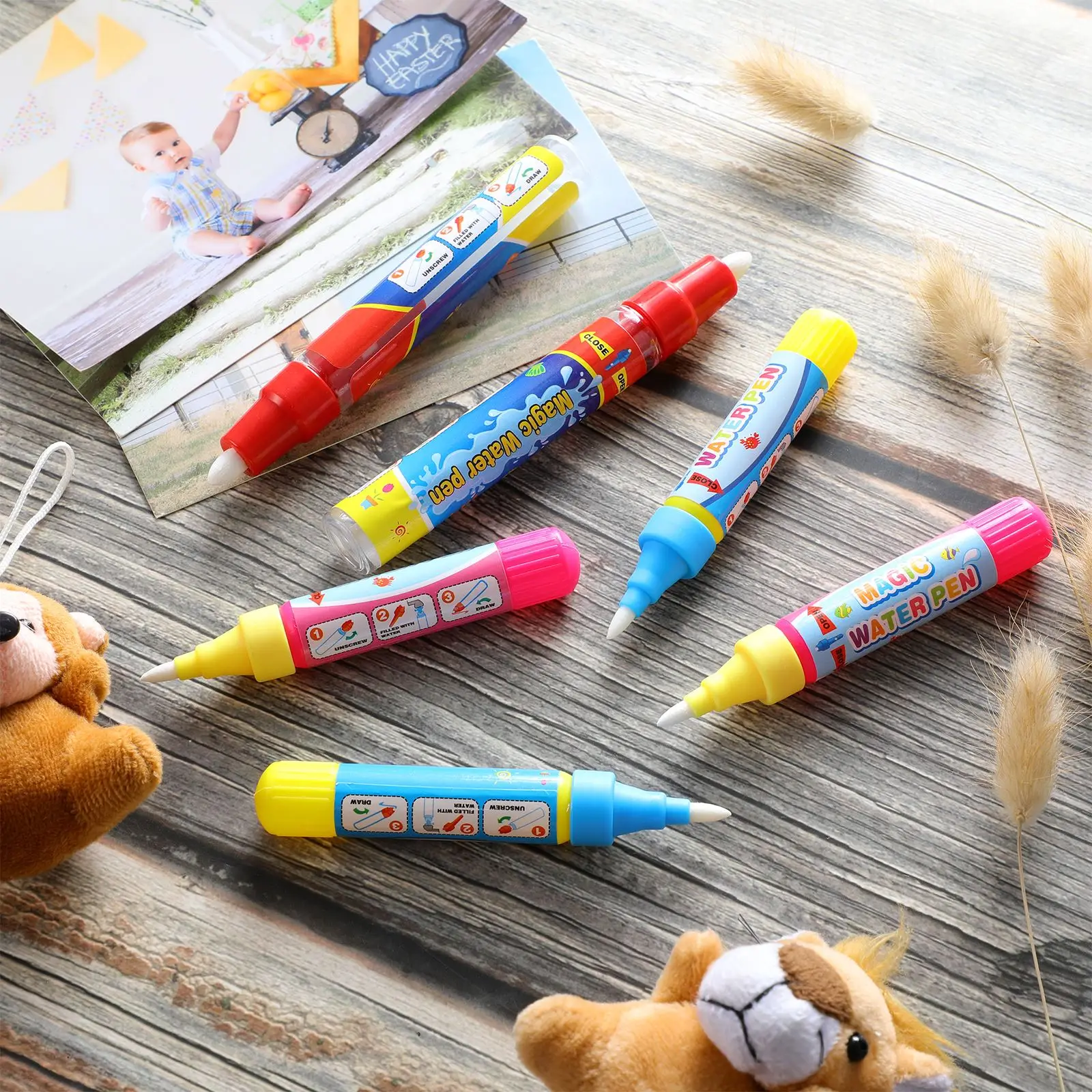 6Pcs Magical Water Drawing Pen Kid Painting Water Writing Mat Pen Doodle Pens Replacement Tool Education Toy For Kids