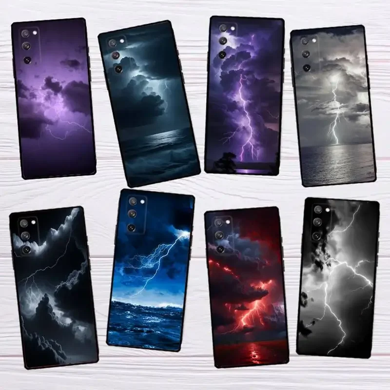 Thunder Lightning Phone Case for SamsungS23 S22 S21 S20 Ultra Pro S10 S30Plus 20 Ultra Black Cover