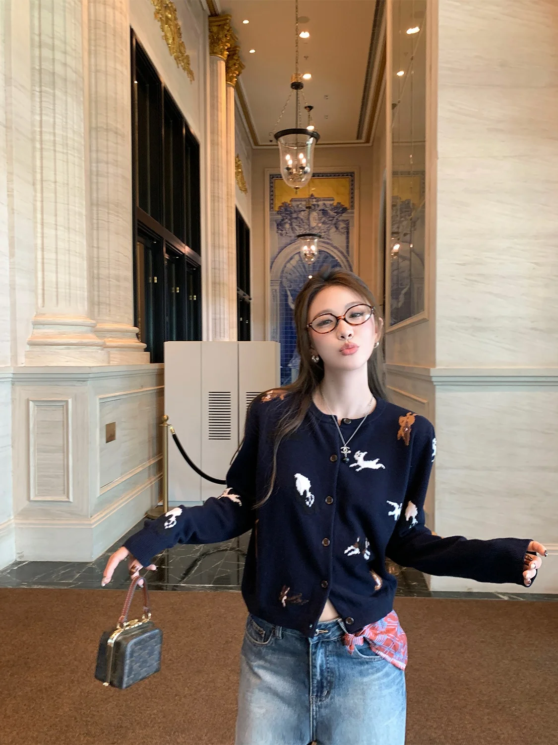 

Мягкий шерстяной вязаный свитер с длинным рукавом для женщин, модный осенний топ высокого качества из чистой шерсти с узором в виде маленьких животных