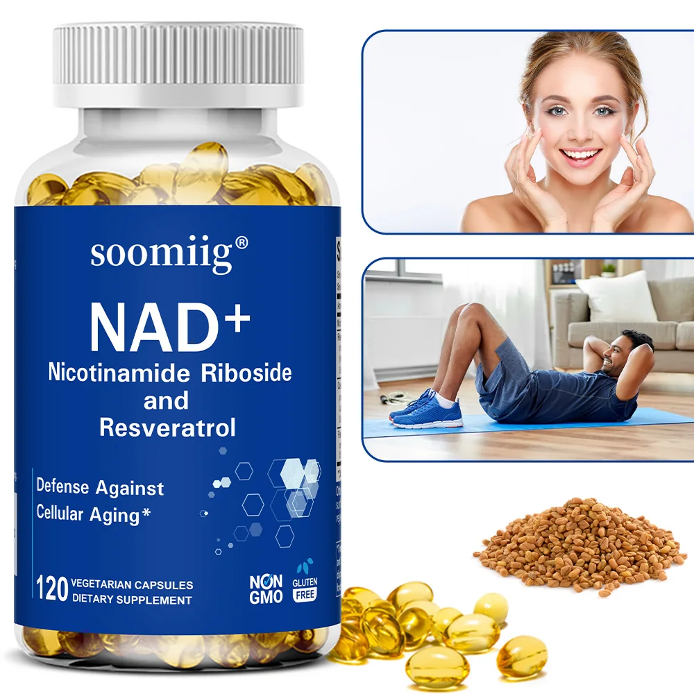 

NAD Supplement Capsules, Containing Resveratrol, Supports Cell Health, Endurance, Brightens Skin Tone, Non-GMO, Gluten-free