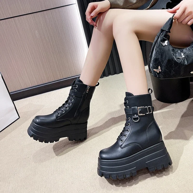 2024 Punk Gothic Platform Ankle Chelsea Boots Women New Rock Emo Chunky Grunge Wedges Motorcyccle Shoes Big Sizes 42 Booty Woman