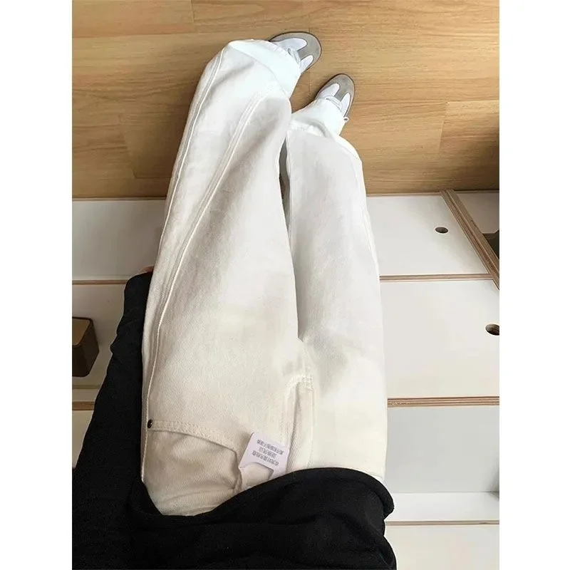 Herbst Winter Feminine Hohe Taille Machete Denim Pantalons Damen Casual Samt Cowboy Hosen Koreanische Frauen Lose Breite Bein Jeans