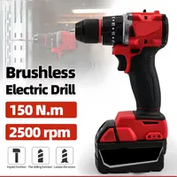 Small Electric Brushless Impact Drill 150Nm Cordless Power Tool for Home Renovation Use Compatible with 18V Makita Batteries