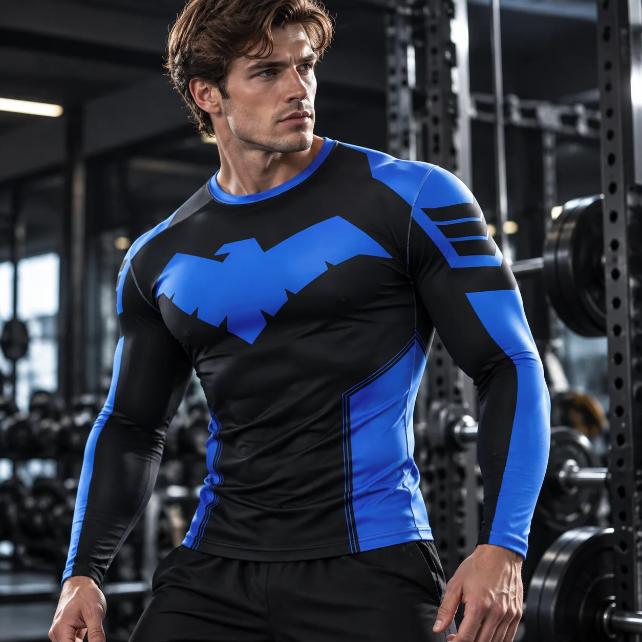 3D Nightwing Men T Shirt Compression T-Shirts Sportswear Gym Rash Guard Boxing Training Sports Tops Running Quick-Dry Shirts Men