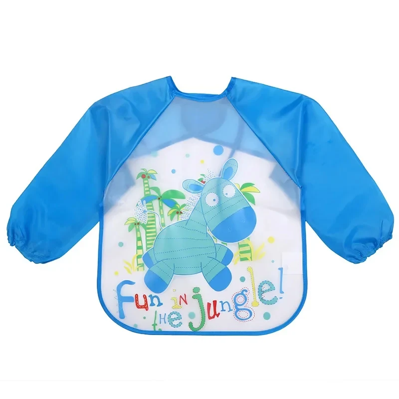 Cartoon Baby Boy Bibs Cute Animals Waterproof Long Sleeve Feeding Bib Girl Kids Burp Cloth Full Sleeve Child Apron Smock