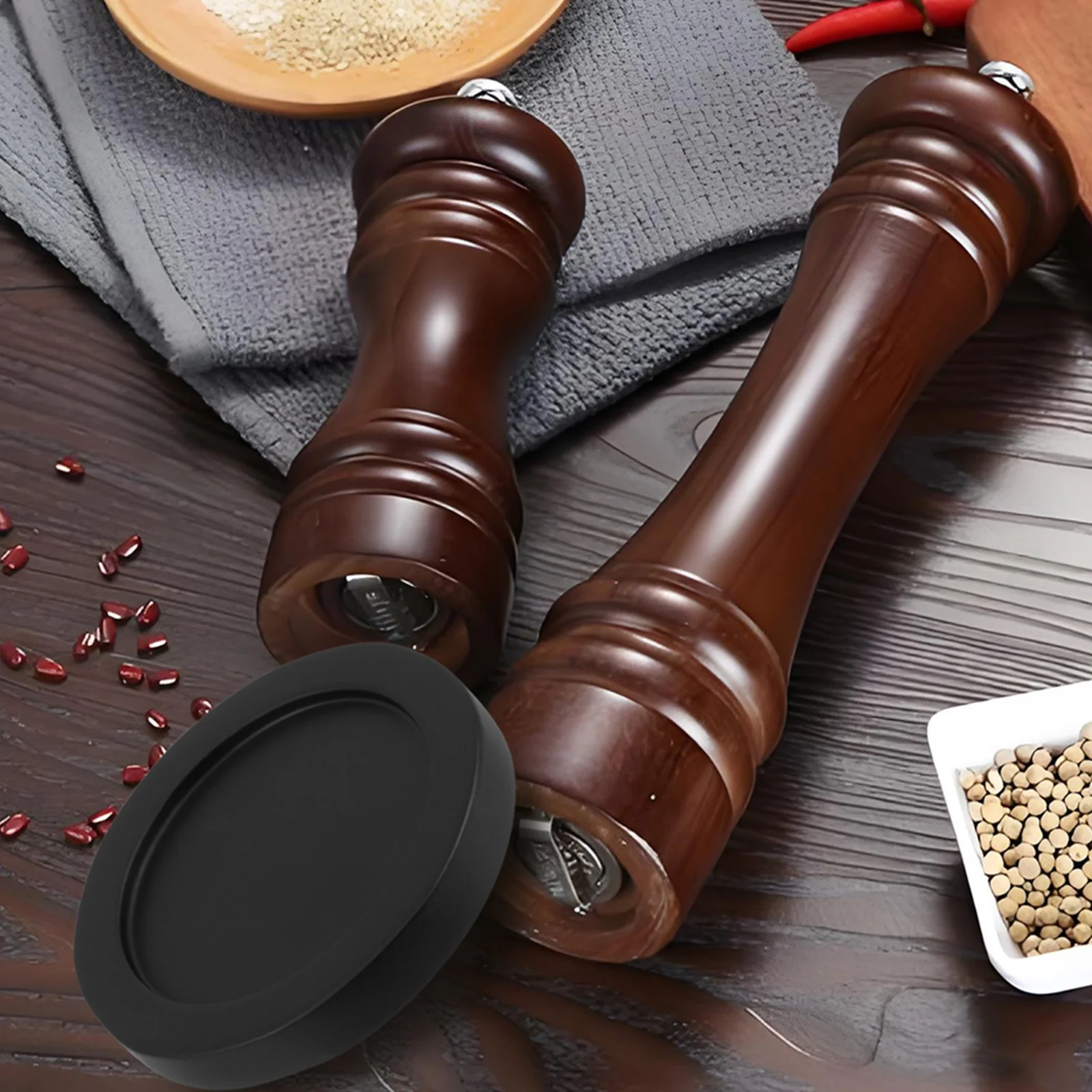 2 قطعة صينية طاحونة الفلفل والملح الخشبي: صينية عداد أنيقة لمطاحن التوابل وزجاجات الصلصة ومنظم طاولة الطعام في المطبخ #6