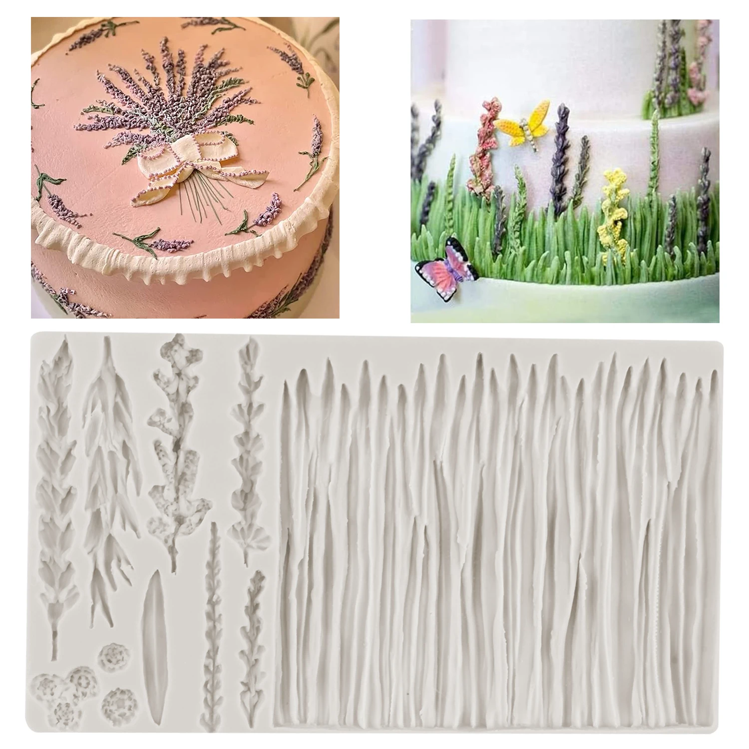 Wild Meadow Silicone Mould Lavender Cake Border Fondant Baby Party Decorating Tools Candy Chocolate Gumpaste Molds