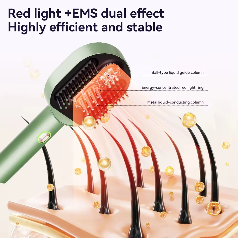 Portable EMS Red Light Head Massager Brush Waterproof Electric Scalp Massage Comb for Hair Care Spa