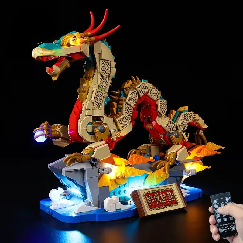 No Building Blocks Lamp Lighting for Auspicious Dragon 80112 DIY Toys Gift Only Lighting Set