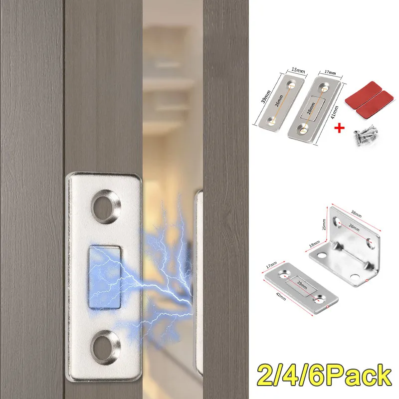 

Ultra Thin Magnetic Cabinet Catches Strong Hold Invisible Door Stopper Hardware Self-Adhesive & Screw Mount for Kitchen Cabinet