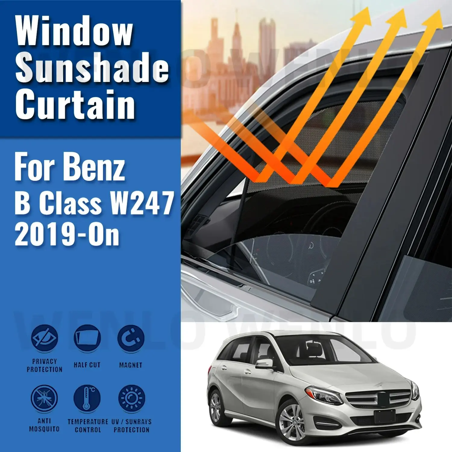 

For Mercedes Benz B Class W247 2019-2024 Car Sunshade Front Windshield Frame Curtain Rear Side Window Sun Shade