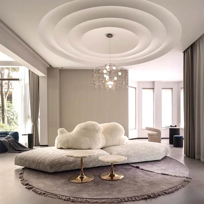 

Italian light luxury polar bear lazy sofa designer living room home creative fluff premium curved back sofa