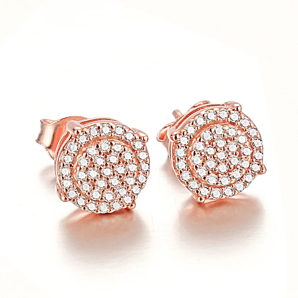 New fashion trend S925 silver full diamond inlaid 5A zircon high-end light luxury ladies short earrings