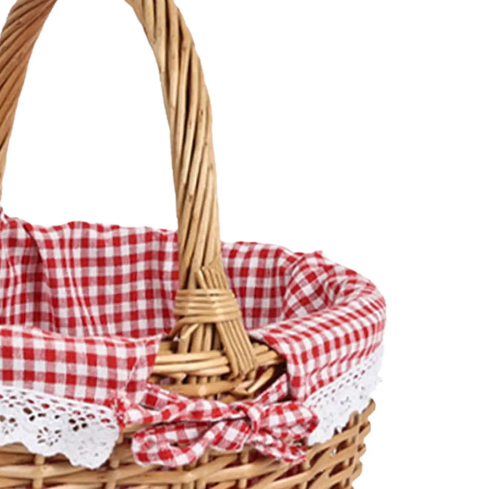Wicker Picnic Basket with Handle with Washable Lining Storage Basket Gift Packing Basket for Beach Wedding Pantry Living Room