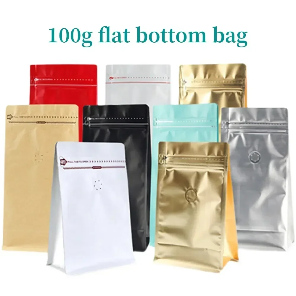 

100pcs Colorful 100g Doypack Aluminum Foil Stand Up Block Bottom 4oz Coffee Bag For Food Packaging