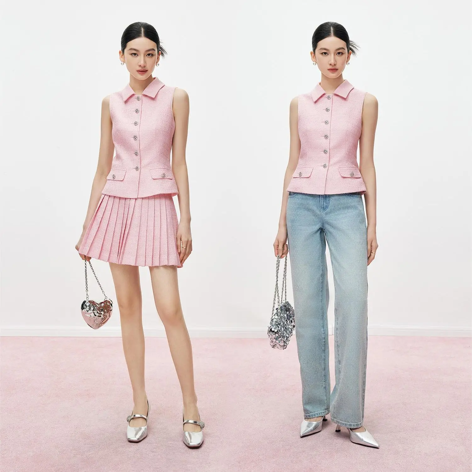 Frence Fashion Donna Giacche rosa Gilet Colletto rovesciato Polo Cappotti con risvolto Primavera Estate Dolce Office Lady Fashion Abiti da festa