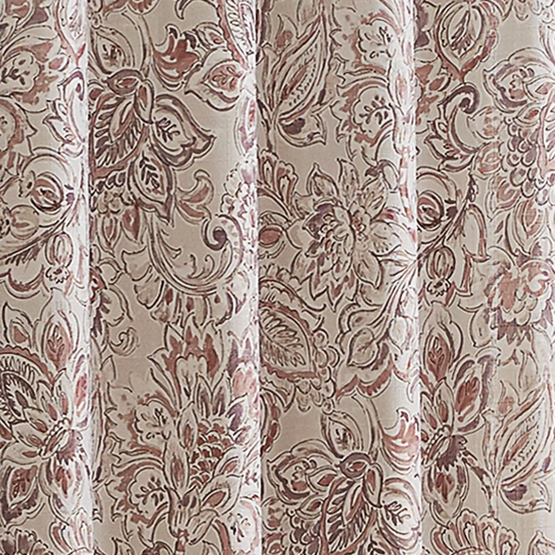 Tille Jacobean Print Light Filtering Rod Pocket Curtain Panel Pair Set of 2 Rose 37 x 63 100% Polyester Machine Wash Cold