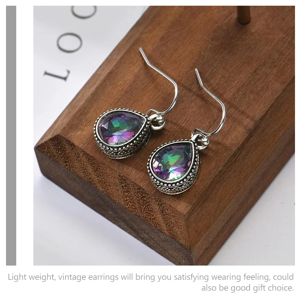 

Vintage Teardrop Earrings Women Bohemian Gemstone Dangle Earrings Fashion Earrings