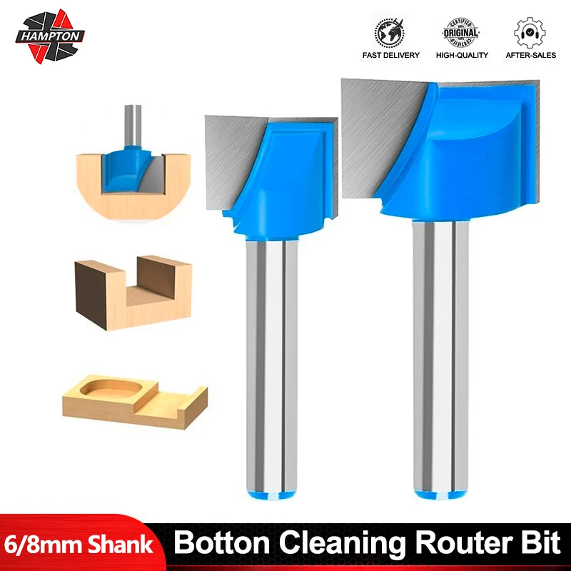 6/8mm Shank Botton Cleaning Router Bit 18/20/22/25/30/32mm T-Slot Wood Miling Cutter CNC End Mill Machinery Accessories