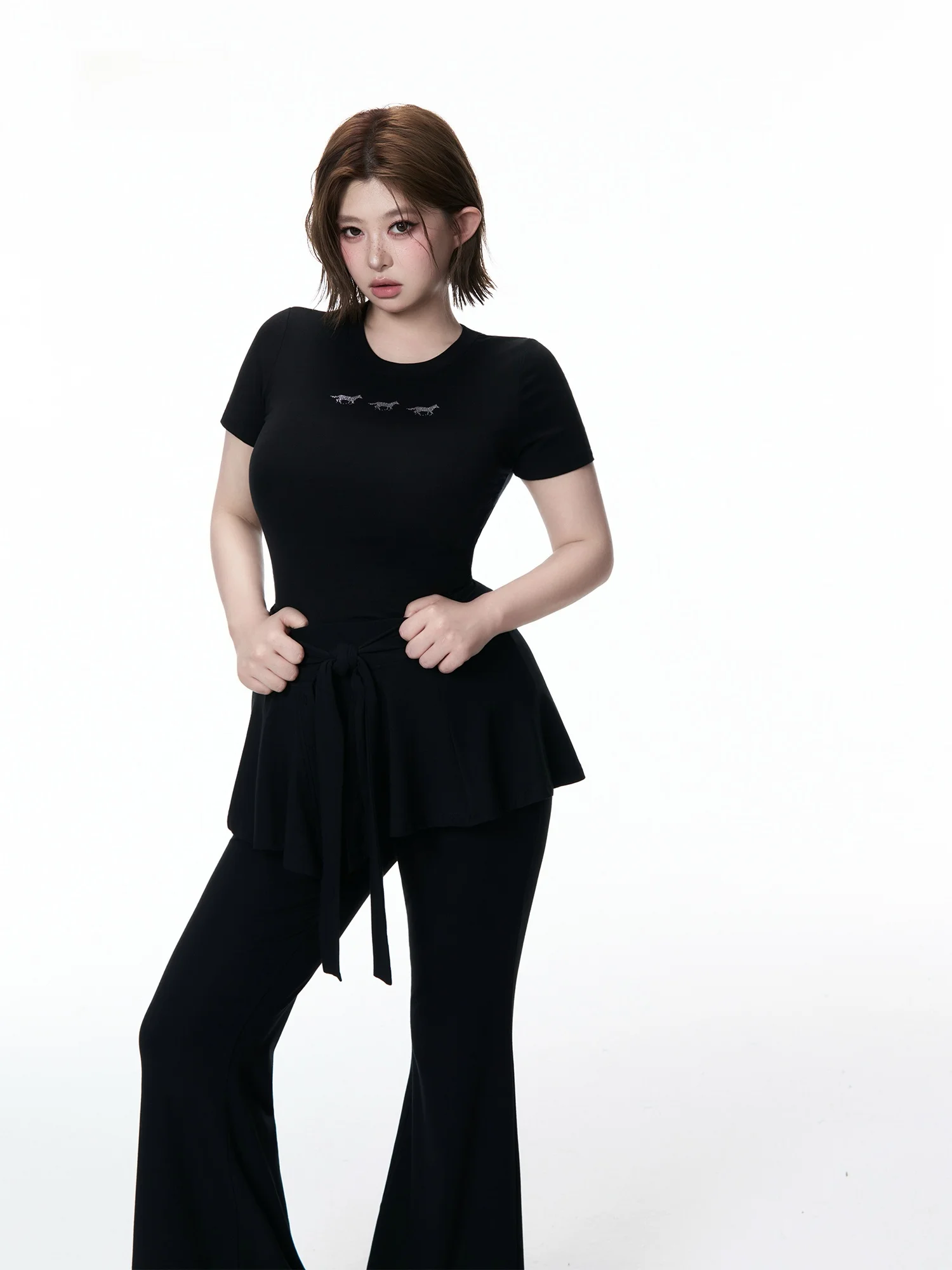 

Slim Fit Short Sleeve Knitwear Women's Beautiful Meat Concealing Spring Top Unique And Attractive Zou Baizi Commute Style